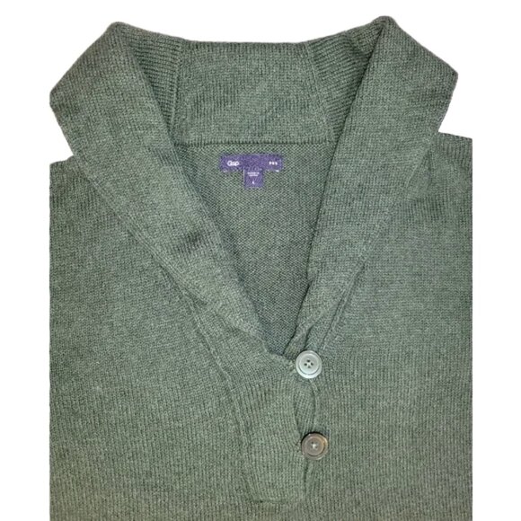 Women's Gap Green Knit Shawl Collar Sweater Size Large - Picture 7 of 11